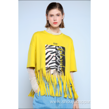 LADIES T-SHIRT WITH TASSELS